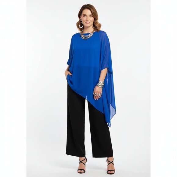 Guess Marciano Blue One Sleeve Cape Top XS - Picture 7 of 7